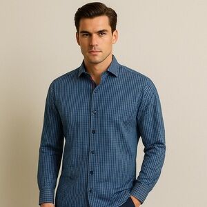 Robert Graham Button-Down Shirt Silk Trim Gingham Check Pattern Size S
